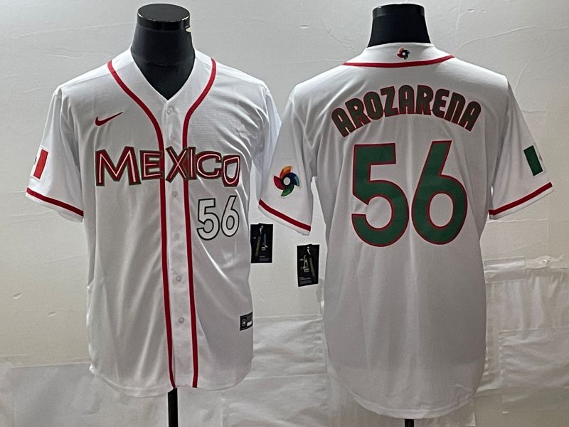 Men 2023 World Cub Mexico 56 Arozarena White green Nike MLB Jersey 5